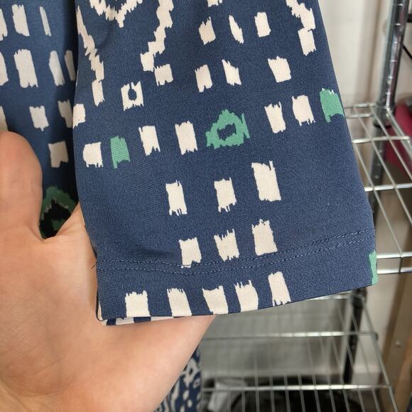 Tori Richard Honolulu Women's Blue Modern Print Dress Size M Artsy Stretchy‎ - Picture 9 of 11